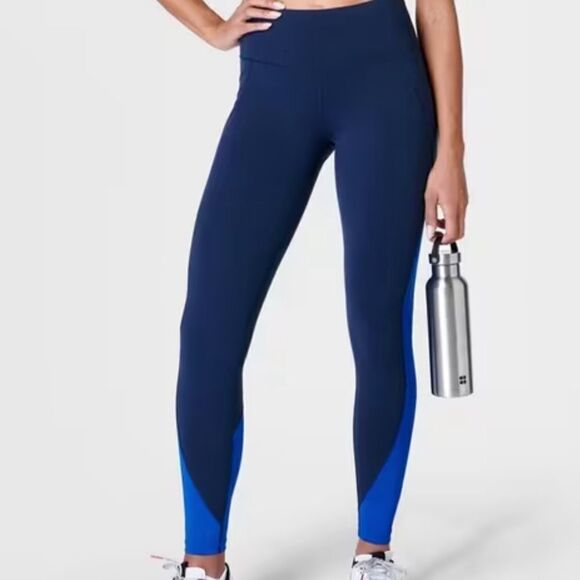 Sweaty Betty - Power Workout Colour Curve Leggings, Lightning Blue/Navy - Picture 1 of 6